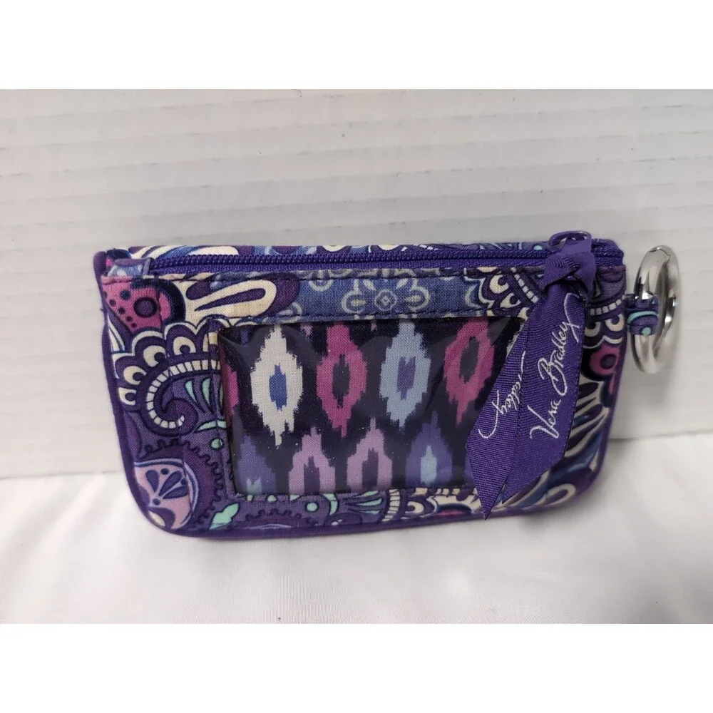 VERA BRADLEY Lot of 2 KEYCHAIN ID CARD HOLDER PURPLE RED - Picture 4 of 16